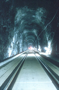 Concrete road surface inside the tunnel