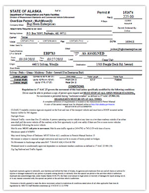 click to view larger view of Oversize Permit Click for larger view of Oversize Permit