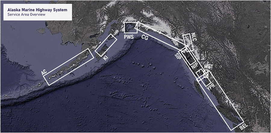 Alaska Marine Highway Service Area Overview Map